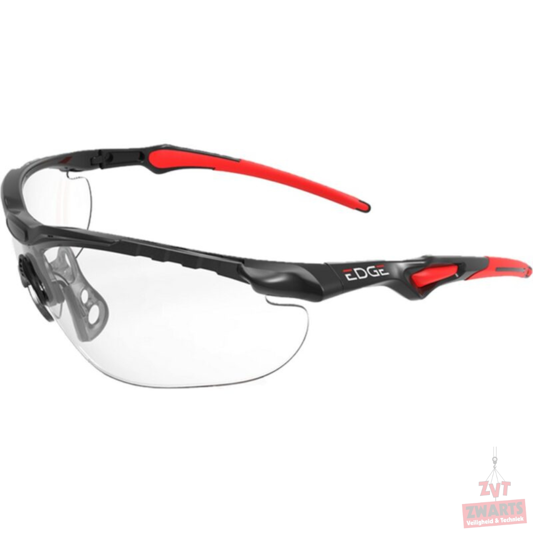 Schutzbrille Modell Hawk, schwarzer Rahmen, klare Gläser
