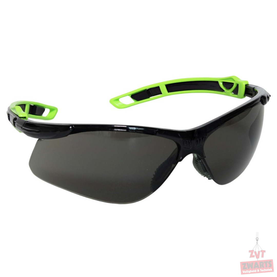 Schutzbrille Modell Spider, schwarzer Rahmen, Smoke-Gläser