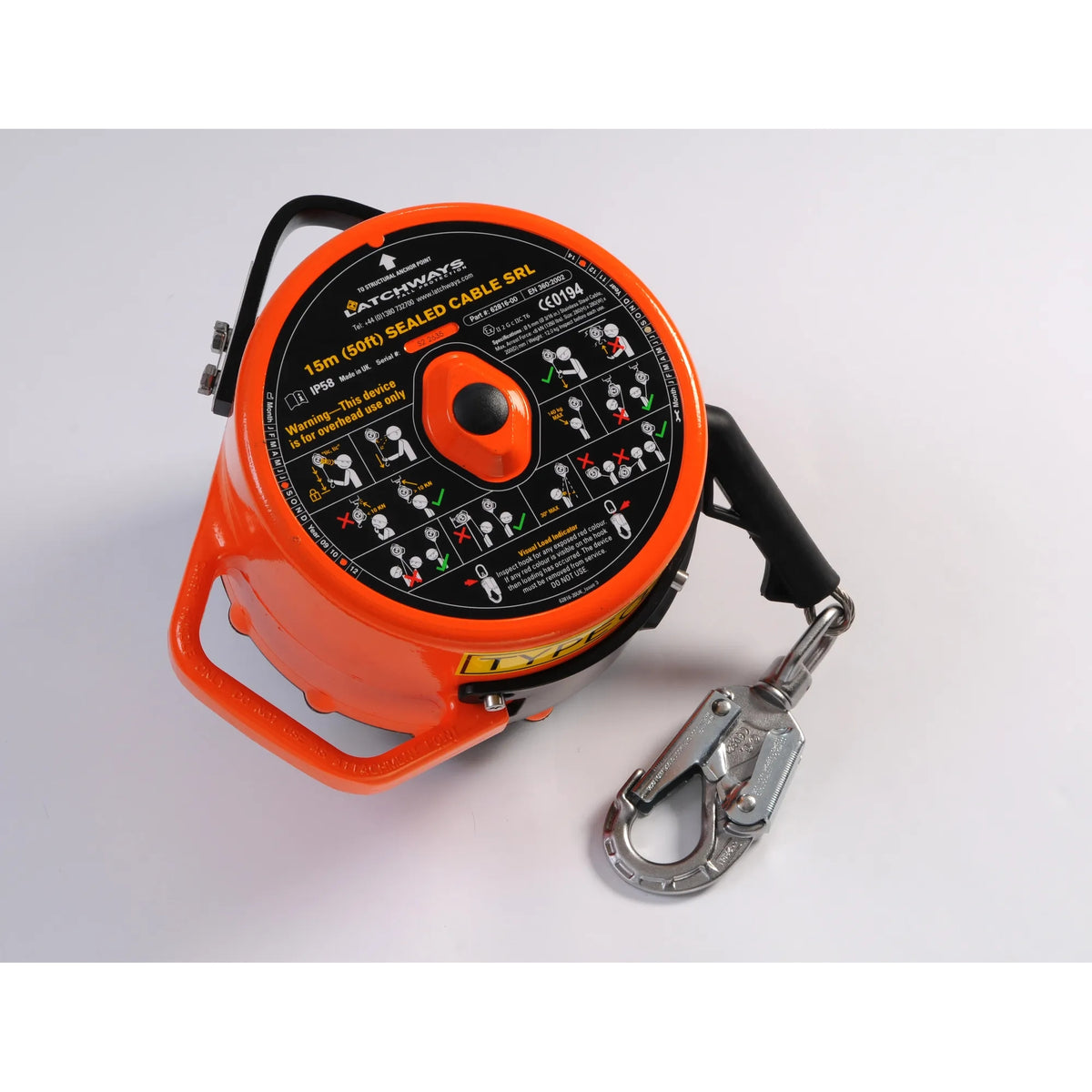 MSA Latchways Sealed SRL valstopblok met rvs-kabel 15 m